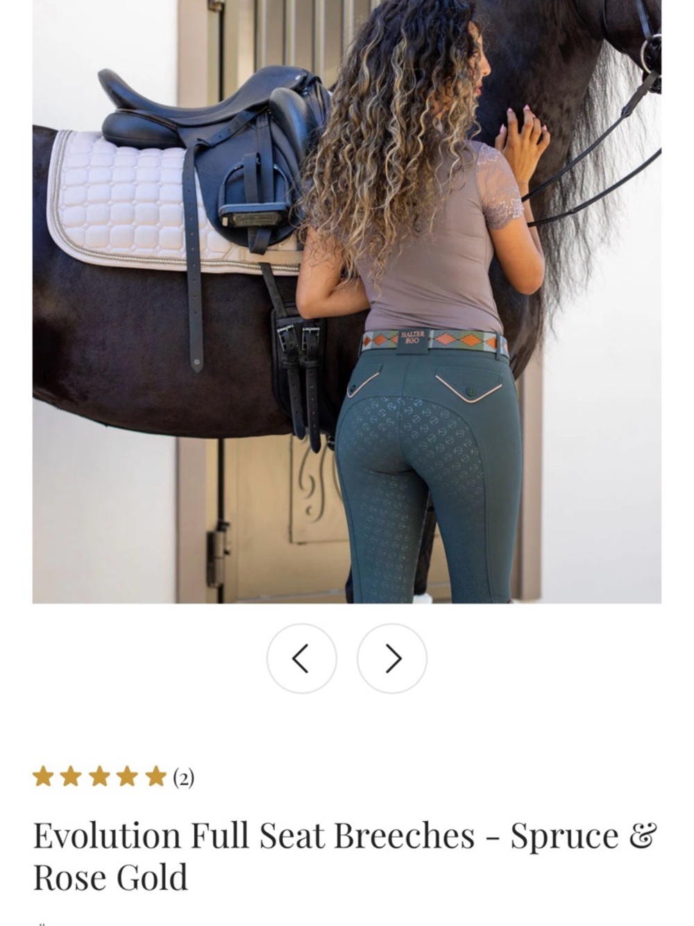 Halter Ego Evolution Full Seat Breeches Leggings - Spruce with Rose Gold Accents